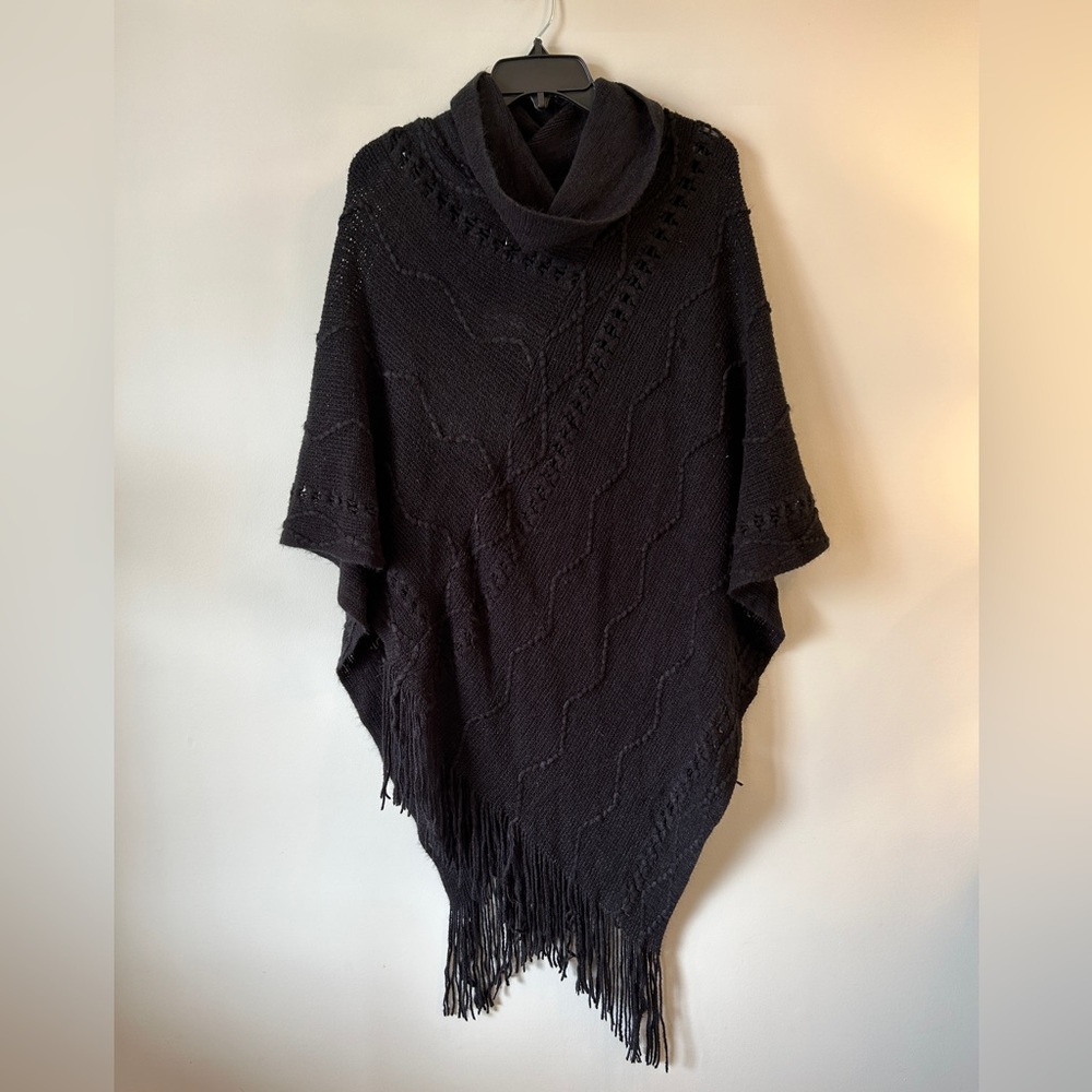 Demdaco Textured Cowl Neck Poncho - Black